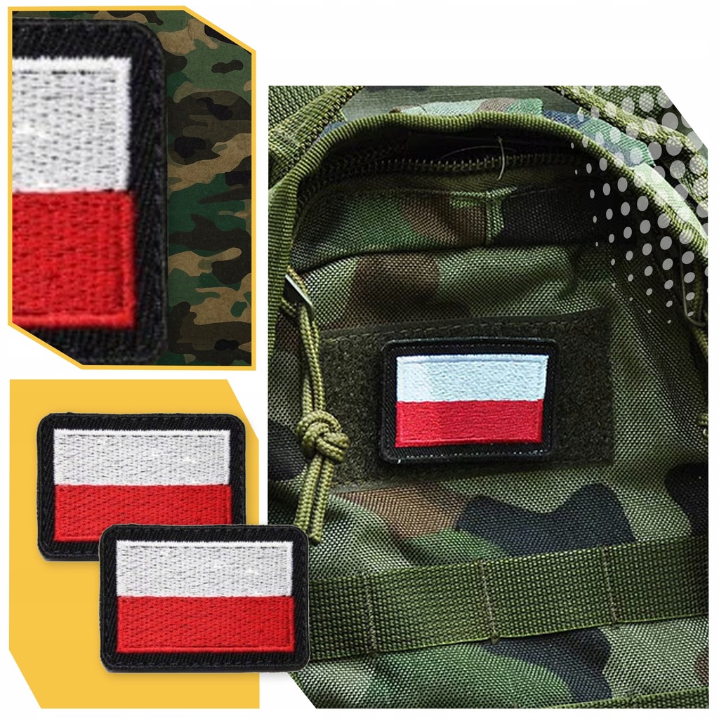 Komplet flag na mundur naszywki z rzepem oryginał original naszywka 2 szt oryginał / replika oryginał